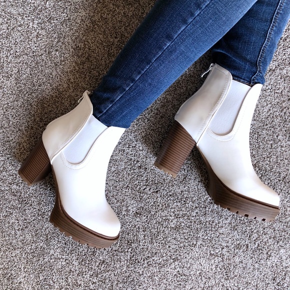 White platform booties. Boutique item. Even more beautiful in person. - Picture 6 of 8